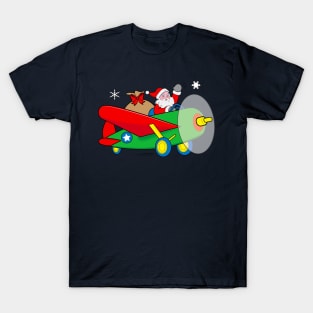 Santa Claus Flying an Airplane filled with Gifts T-Shirt